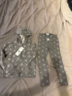 Splendid Gray Star Zip Hoodie Set
